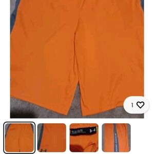 Under Armour Boys Basketball Shorts Size YLG. Orange and gray. Pockets